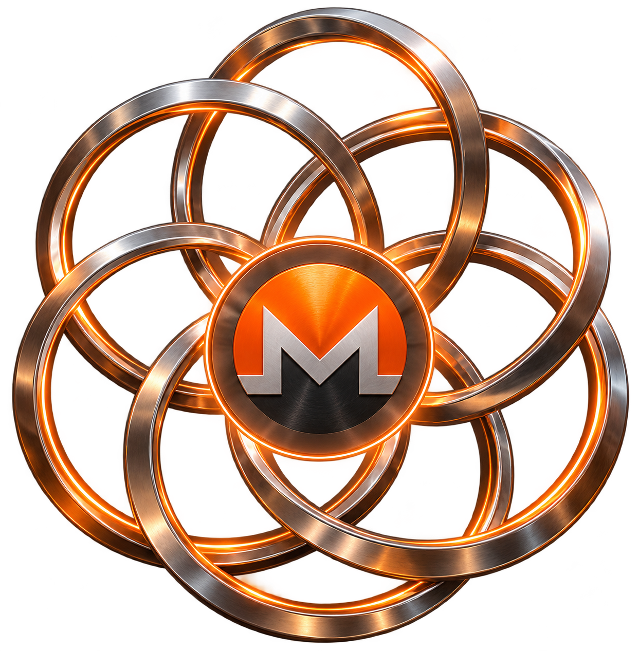 Silver rings around the Monero emblem